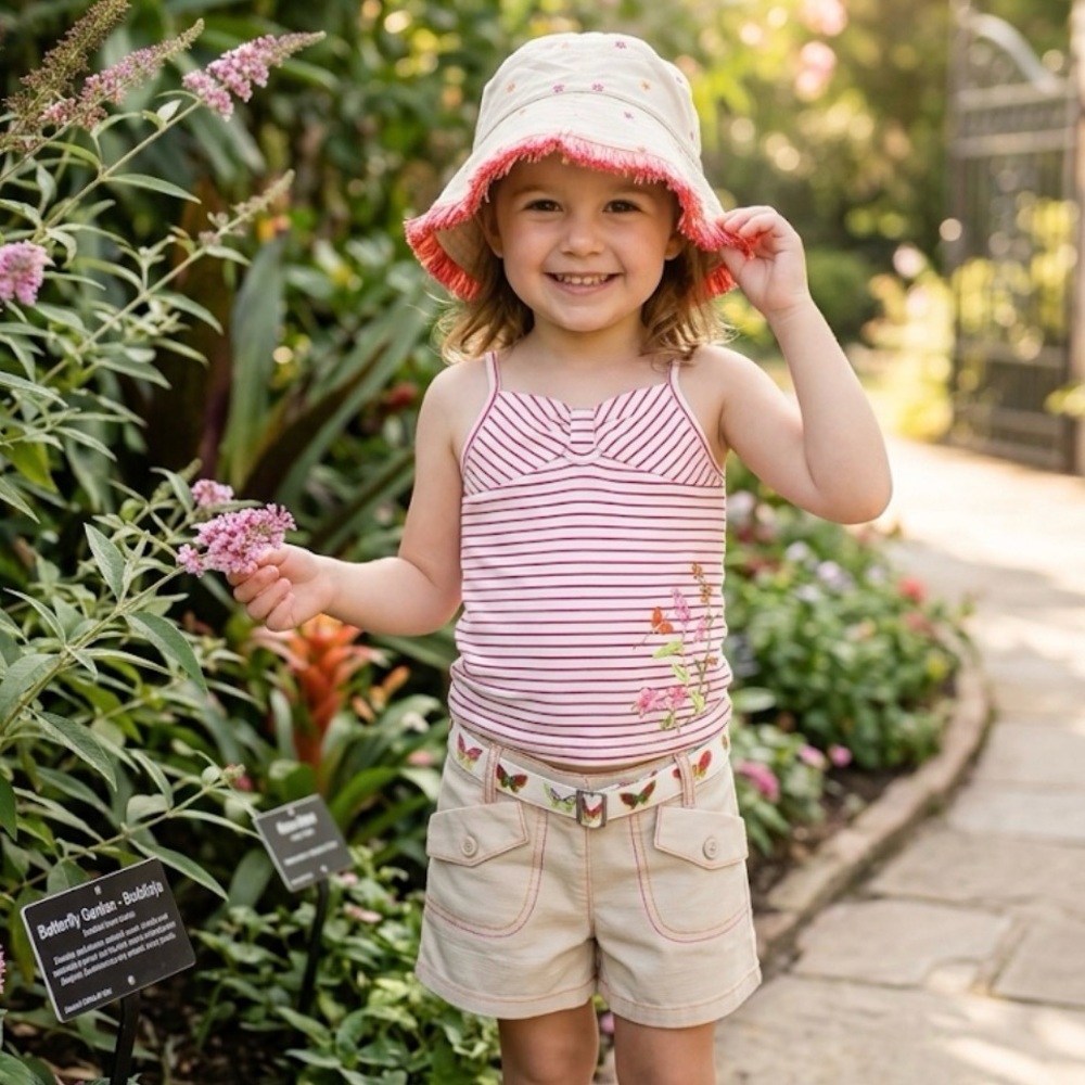 NWT 5pcs Gymboree Butterfly Tank Cotton Top Shorts Hat Belt sock Lot Set Size 4